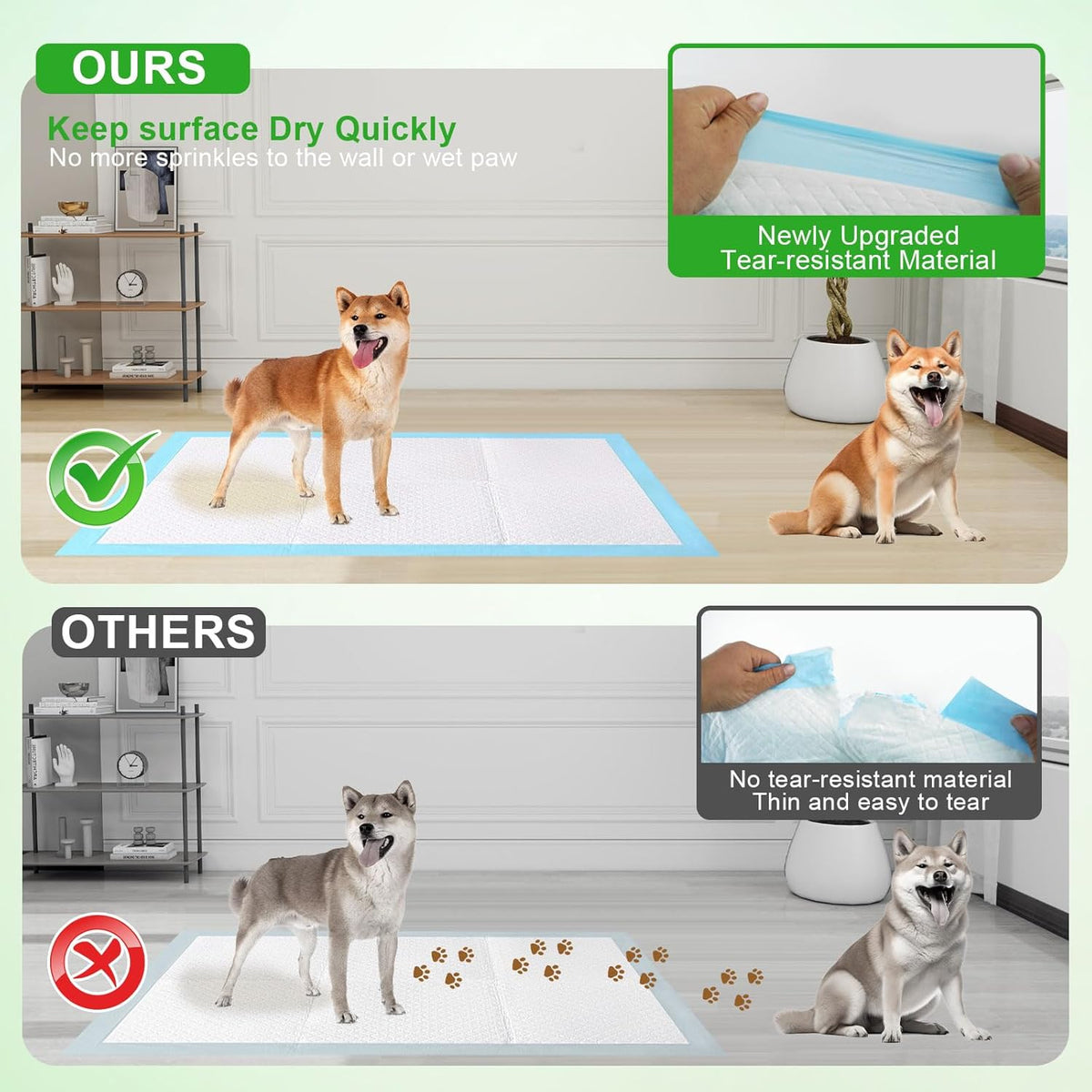 Pee Pads for Dogs & Cats, Extra Large 36"X51", 100 Count, Blue, Polymer & Polyethylene (PE), 6