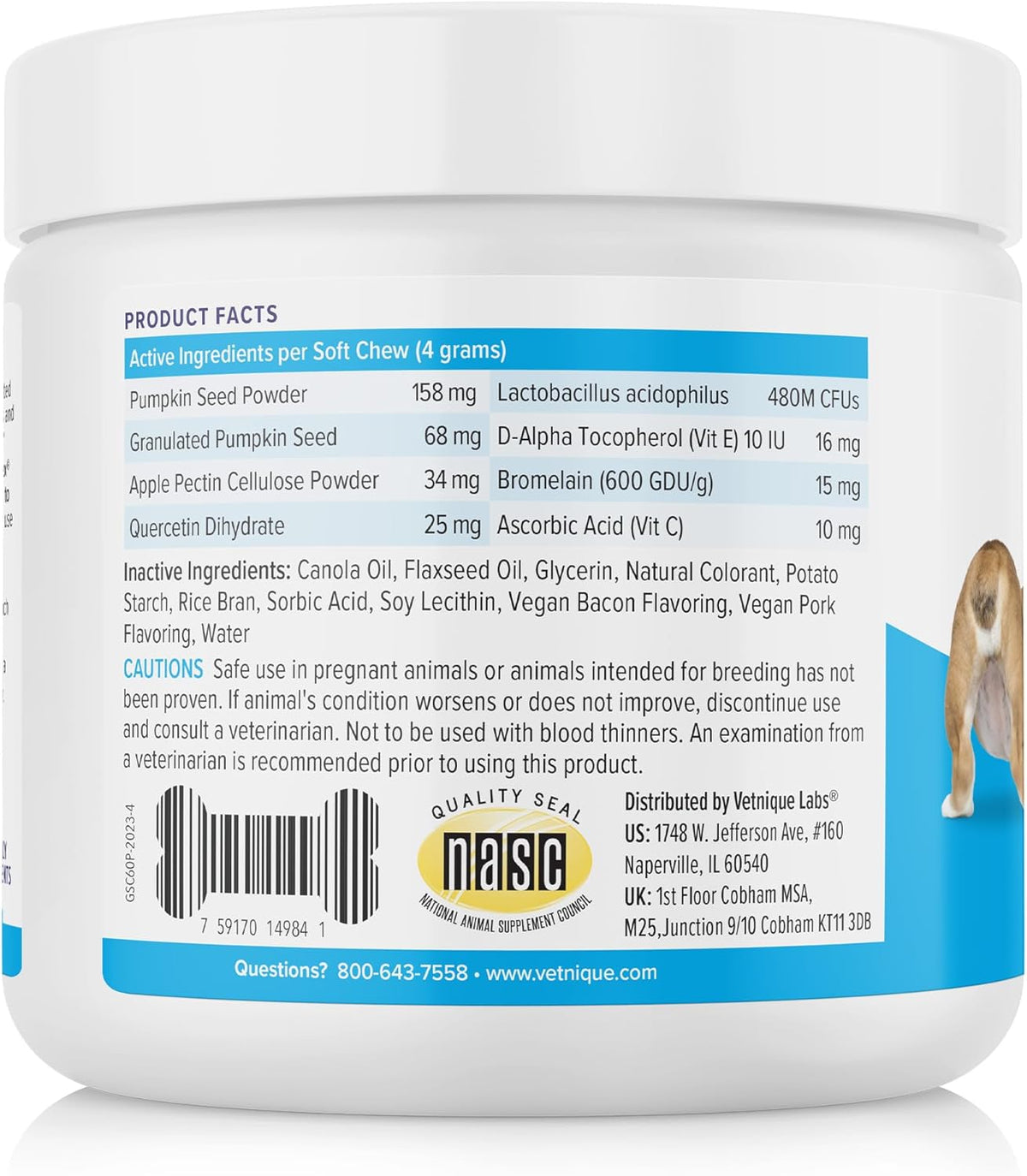 Vetnique Labs Glandex Anal Gland Soft Chew Treats with Pumpkin for Dogs Digestive Enzymes