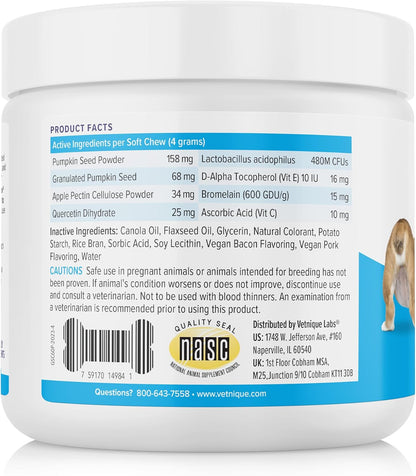 Vetnique Labs Glandex Anal Gland Soft Chew Treats with Pumpkin for Dogs Digestive Enzymes