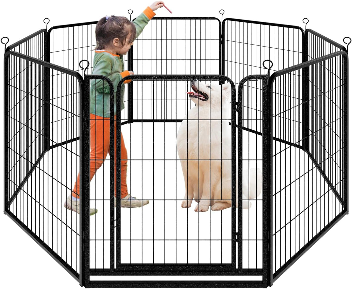 Dog Playpen Outdoor Extra Wide 8 Panels Heavy Duty Dog Fence 40" Height Anti-Rust with Doors