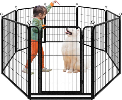 Dog Playpen Outdoor Extra Wide 8 Panels Heavy Duty Dog Fence 40" Height Anti-Rust with Doors