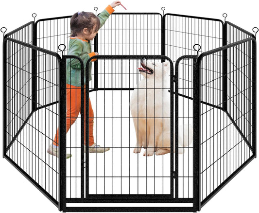 Dog Playpen Outdoor Extra Wide 8 Panels Heavy Duty Dog Fence 40" Height Anti-Rust with Doors