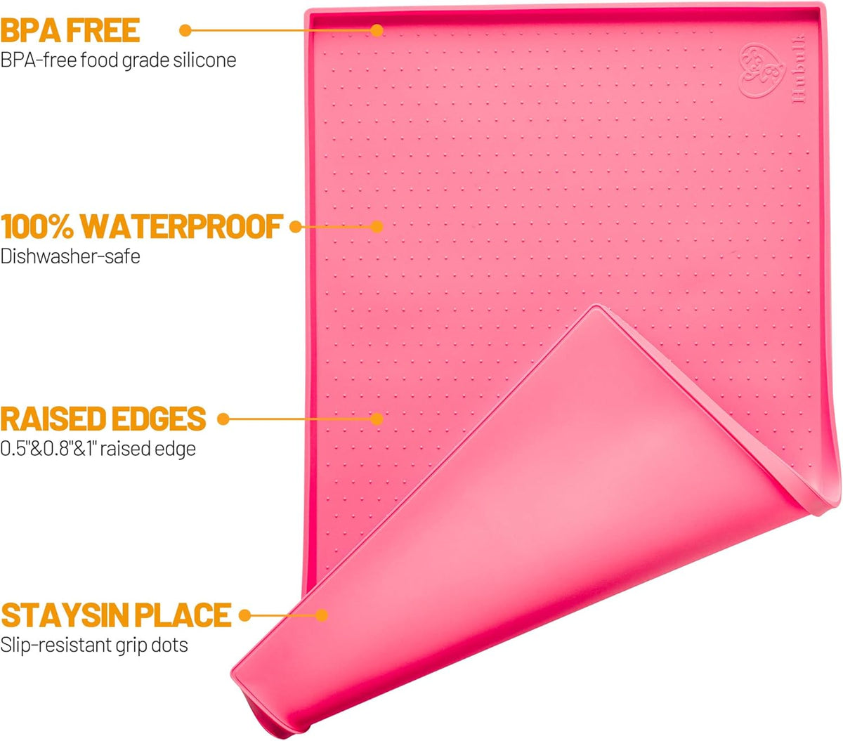 Hubulk Dog Feeding Mat,100% Waterproof Food Grade Silicone Pet Food and Water Bowl