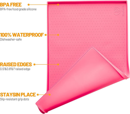 Hubulk Dog Feeding Mat,100% Waterproof Food Grade Silicone Pet Food and Water Bowl