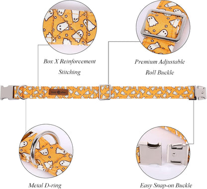 Lionet Paws Halloween Dog Collar with Bowtie - Cute Cotton Adjustable Fall Bowtie Dog Collar with