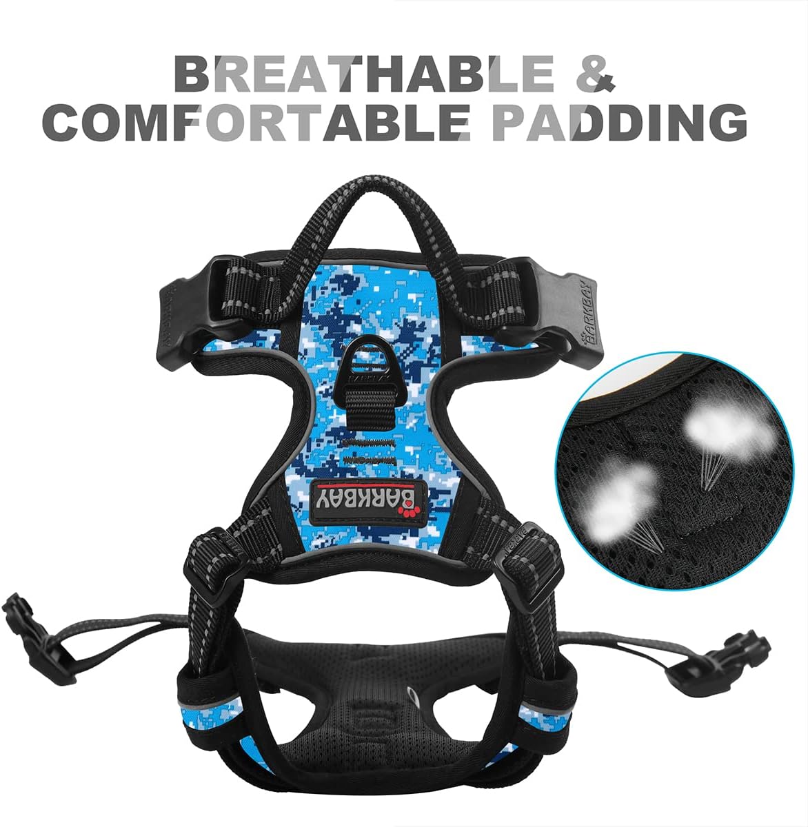 BARKBAY No Pull Dog Harness Front Clip Heavy Duty Reflective Easy Control Handle for Large Dog