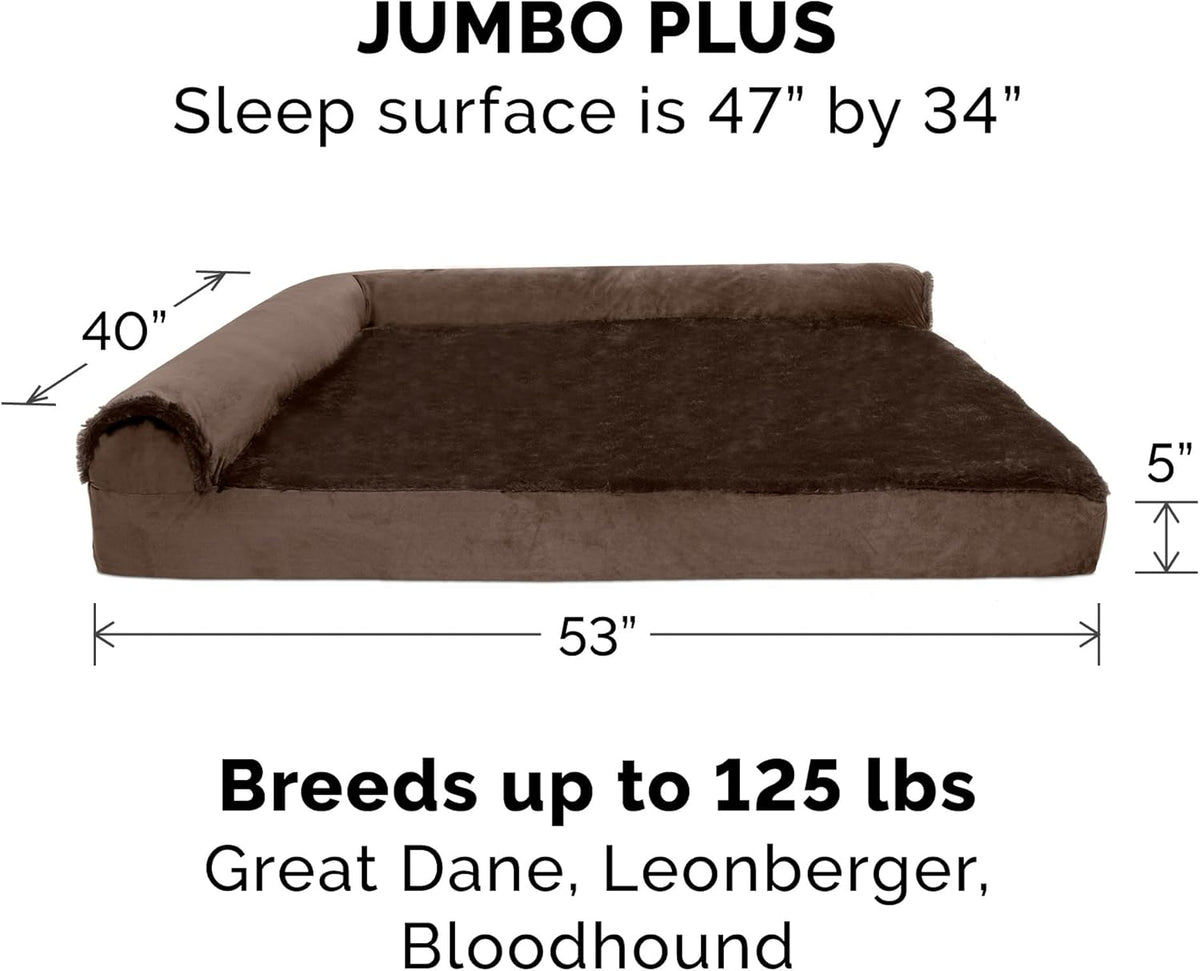 Furhaven Cooling Gel Dog Bed for Large Dogs w/ Removable Bolsters & Washable Cover, For Dogs Up to