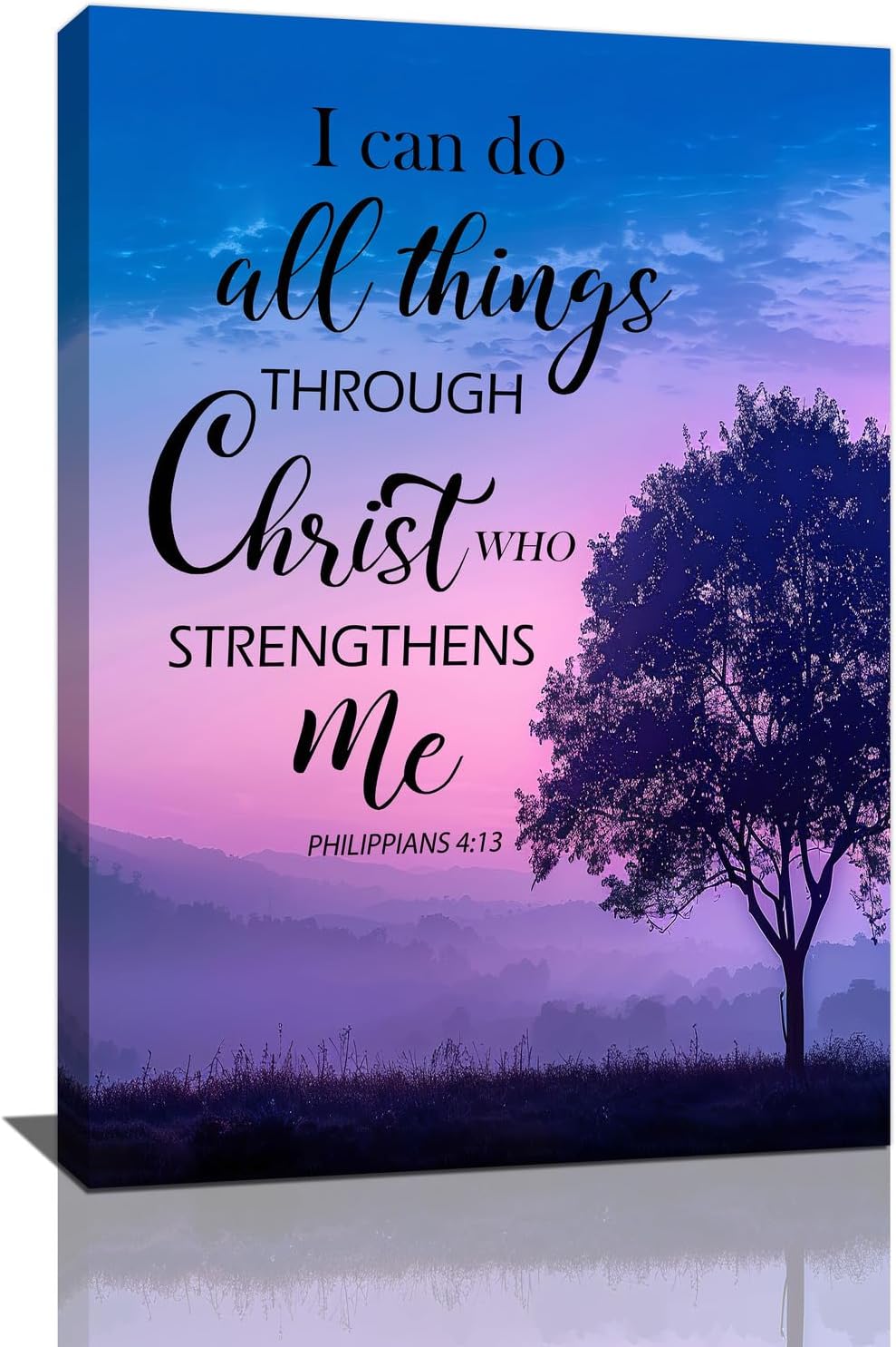 Christian Tree Wall Art I Can Do All Things Canvas Wall Decor Prints Framed Painting Purple