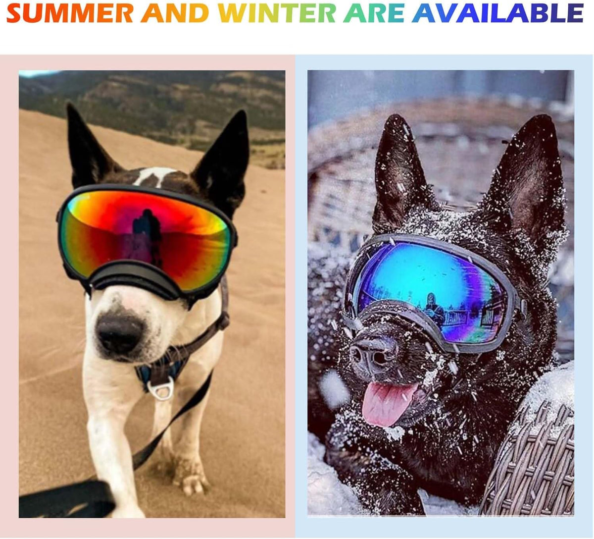 Medium Dog Sunglasses with Adjustable Strap UV Protection, Winproof Dog Puppy Sunglasses, Suitable