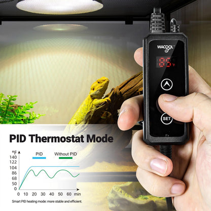 Reptile Light Fixture with Dimming Thermostat, 5.5 Inch Deep Dome Reptile Heat Lamp Fixture with