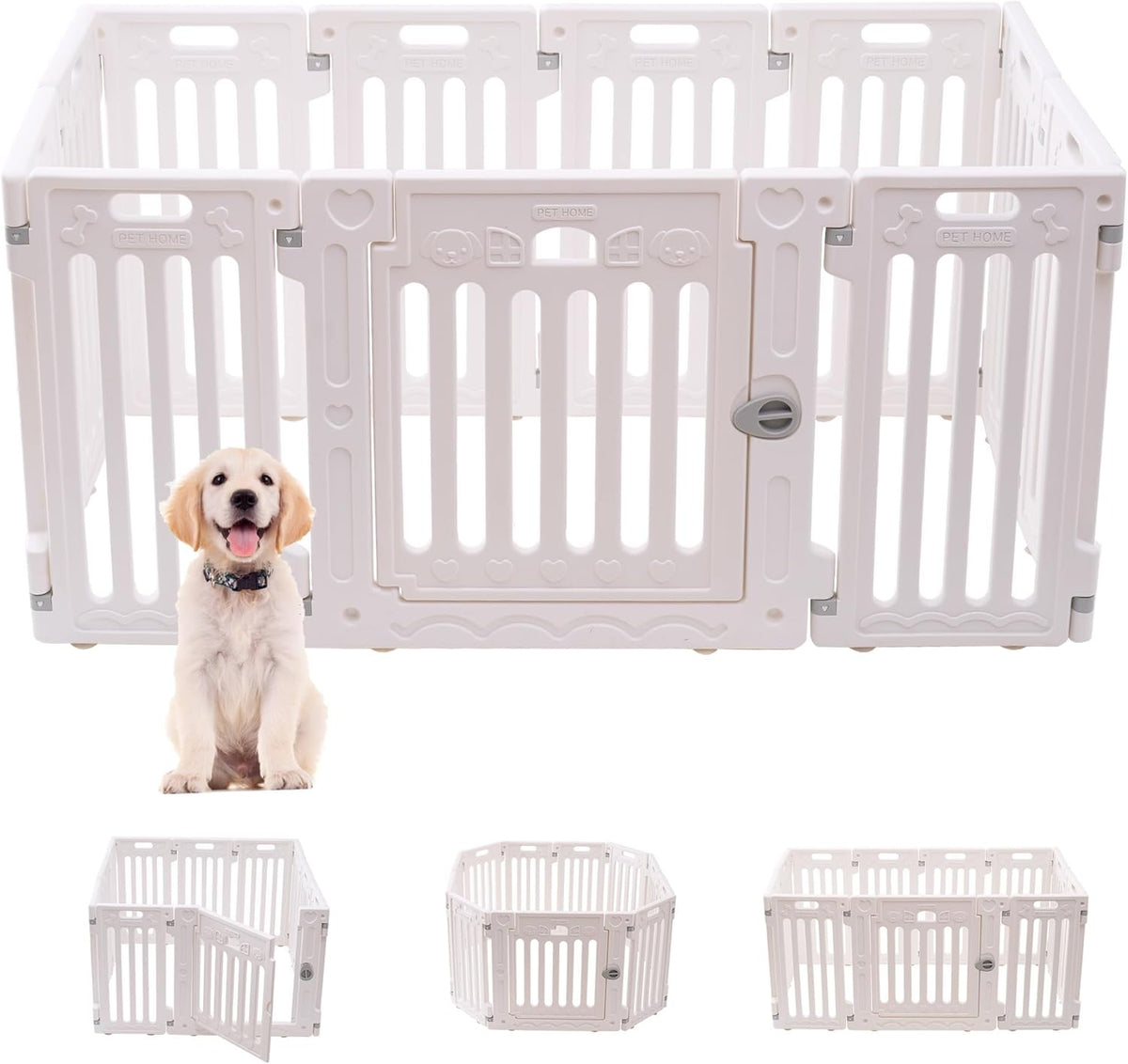 Dog Playpen with Door, DIY Shape Combination Puppy Pen,25.5" H 10-Panel Dog Fence,Non-Slip & Secure