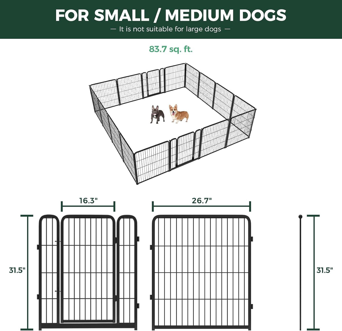 FXW Homeplus Unleashed Indoor Dog Playpen - Stress-Free and Safe Play, Heavy Duty 32 Inch 16 Wire