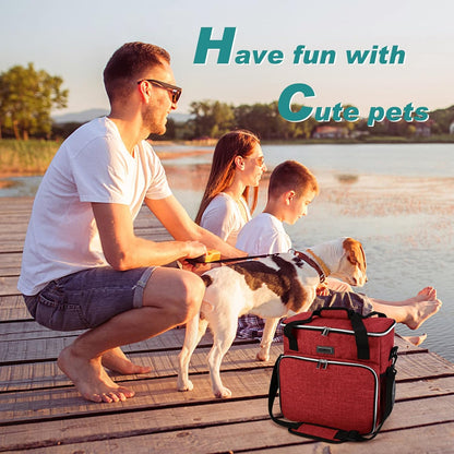 BAGLHER Dog Travel Bag, Pet Travel Bag (ALL Pet Travel Supplies), With 2 Pet Food Containers and 2
