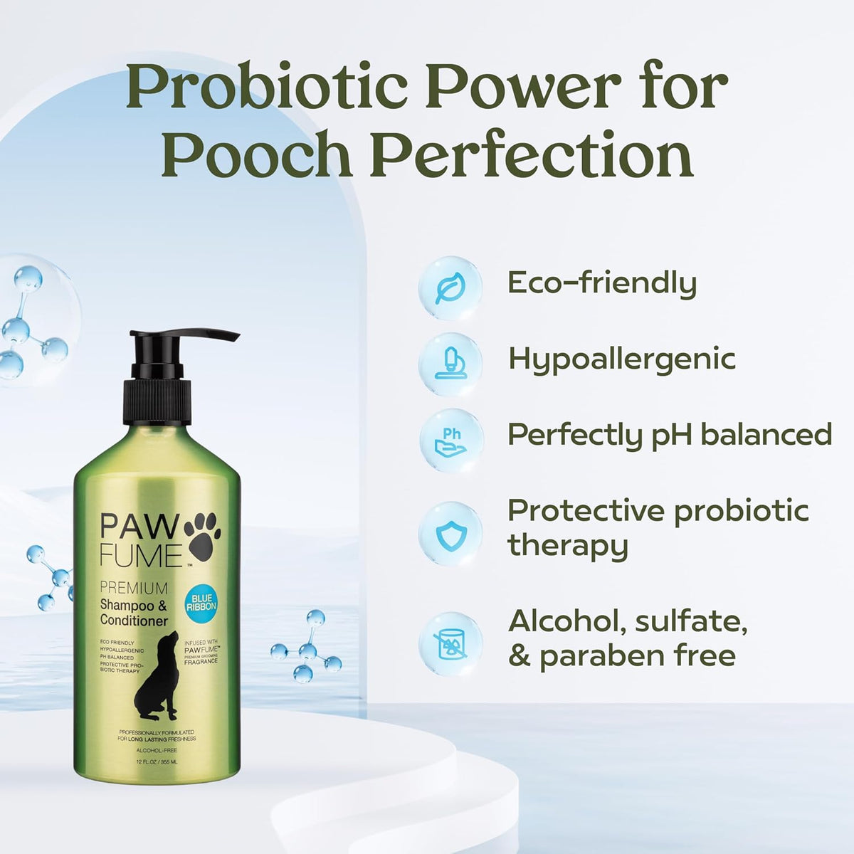 PAWFUME Dog Shampoo and Conditioner, Blue Ribbon, 2-Pack – Nourish & Detangle for a Silky Soft Coat