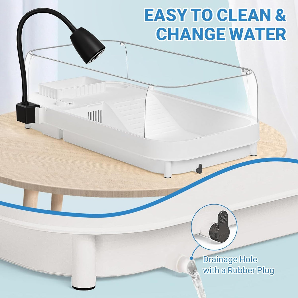 Large Turtle Tank Kit (Tank + Lamp + Filter), Acrylic Turtle Tank Starter Kit, Tank Aquarium with