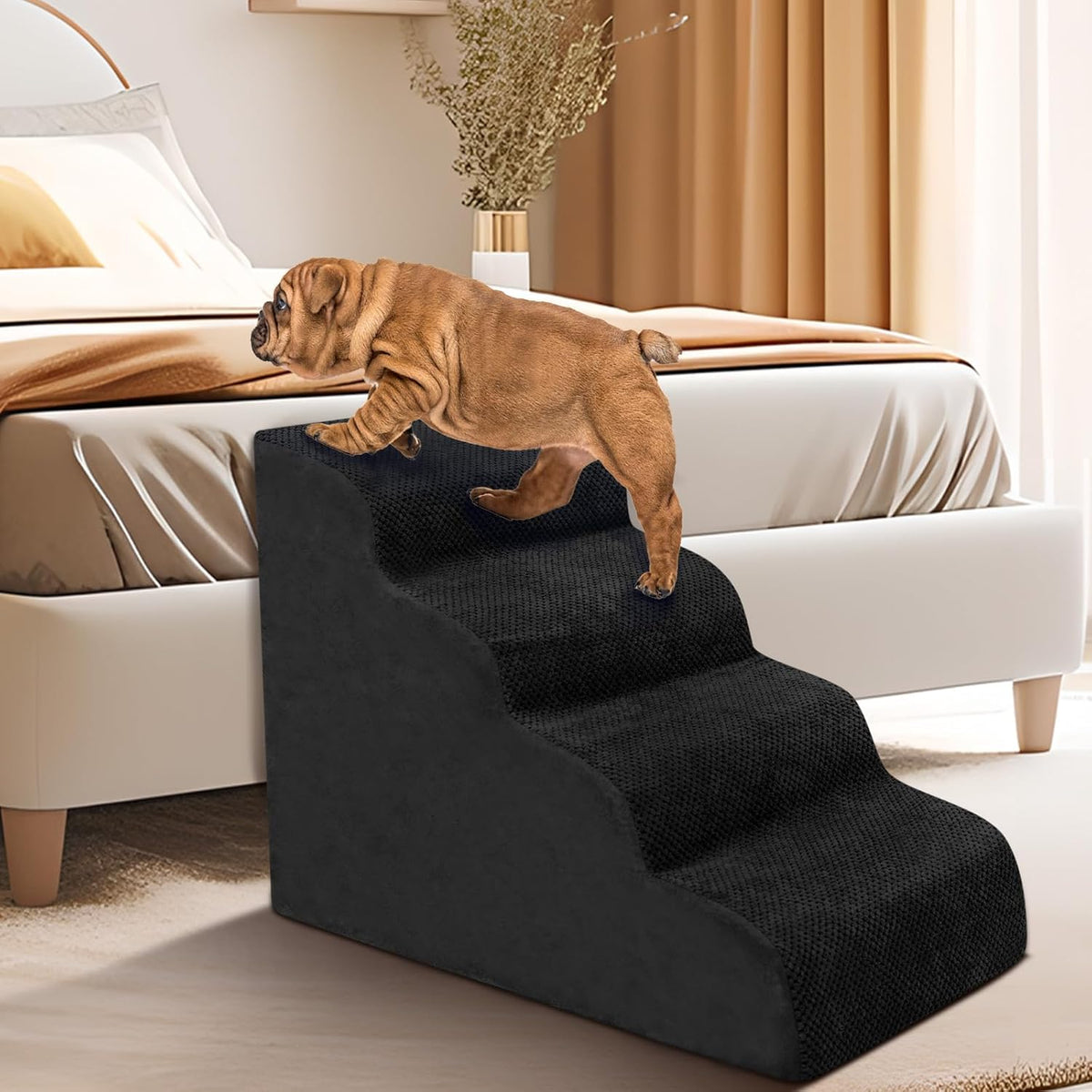 Dog Stairs for Small Dogs - High Density Foam Pet Steps, Extra Wide Dog Ramp with Non-Slip Bottom