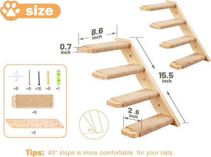 Cat Wall Furniture Set, 2PCS Cat Shelves & 2PCS 4 Steps Wall Shelves Stairs Tower Climbing