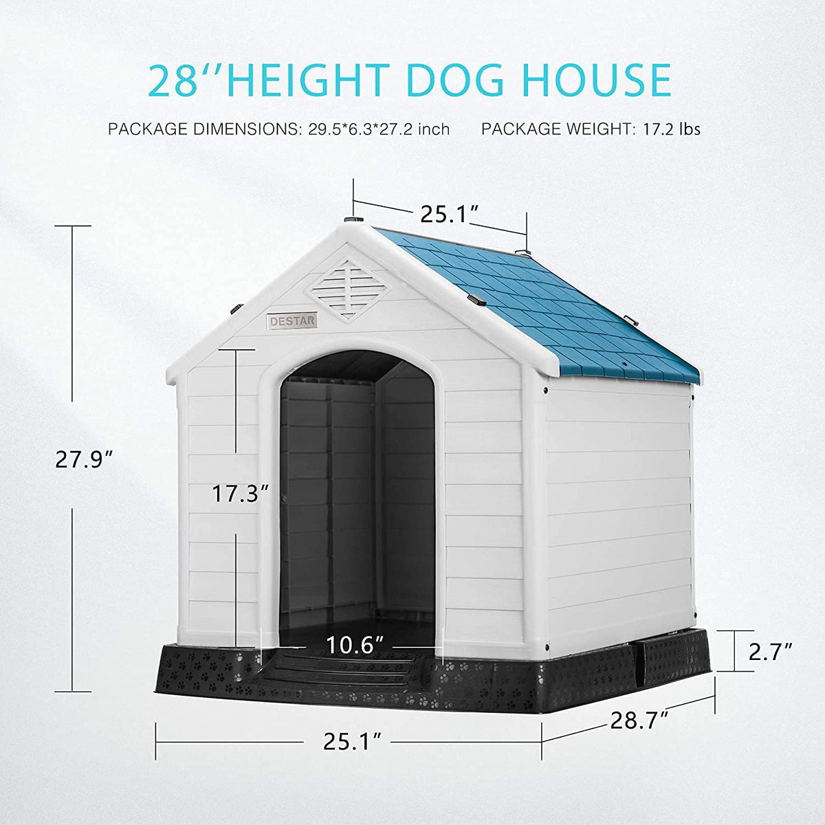DEStar Durable Waterproof Plastic Pet Dog House Indoor Outdoor Puppy Shelter Kennel with Air Vents