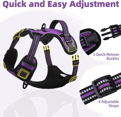 PUPTECK No Pull Dog Harness Medium Sized, Adjustable Reflective Dog Harness with Handle Easy