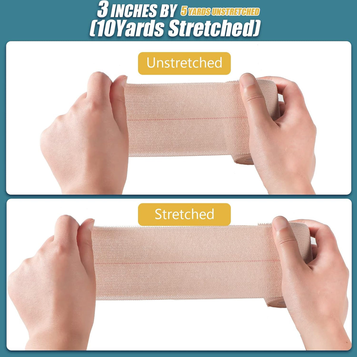 4 Rolls Elastic Tape Adhesive Elastic Tape Self Adhesive Bandage Wrap Flexible Stretch Bandages for