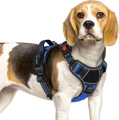 Eagloo Dog Harness Small Sized, Easy Wearing with 3 Buckles, Adjustable No Pull Pet Harness with 2