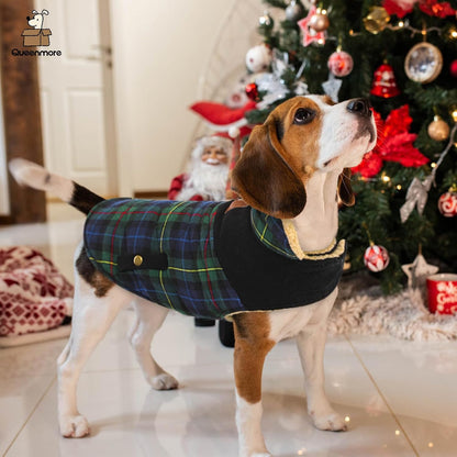 Queenmore Dog Winter Coat Warm Dog Jacket for Cold Weather, Quilting Puffer Plaid Coats for