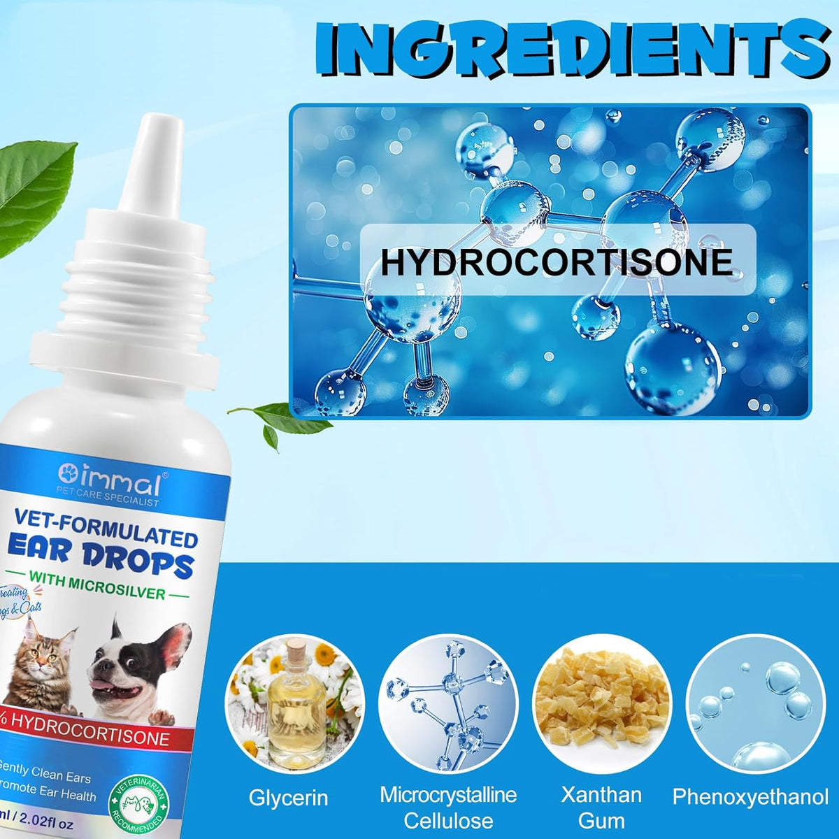 Dog Ear Infection Treatment, Cat & Dog Ear Cleaner for Itchy Relief, Antiseptic,Waxing,Cleansing