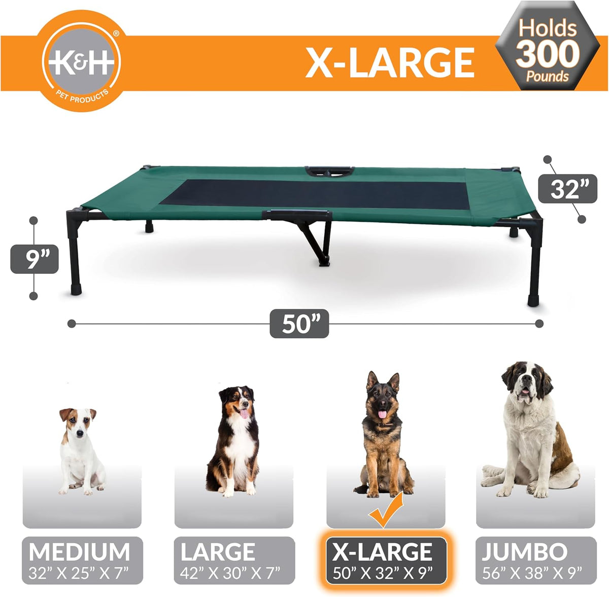 K&H Pet Products Outdoor Elevated Dog Cot, Breathable Cooling Elevated Cot Hammock Pet Bed for XL