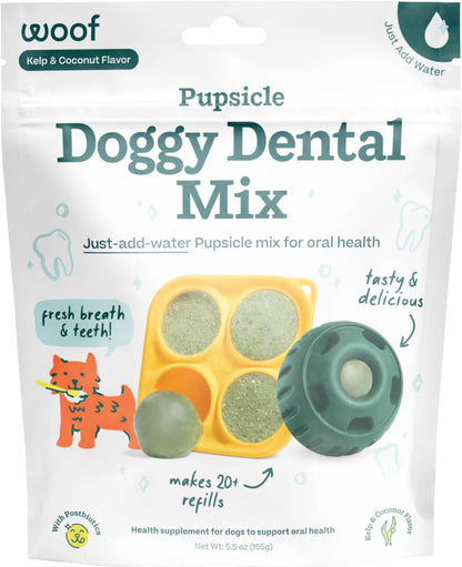 Woof Doggy Dental Pupsicle Mix - Dog Teeth Cleaning Powder for The Pupsicle - Long Lasting