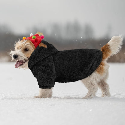 Fuzzy Dog Hoodie Dog Sweaters for Small Dogs Soft Double-Sided Plush Fleece Pet Sweater Clothes Pet