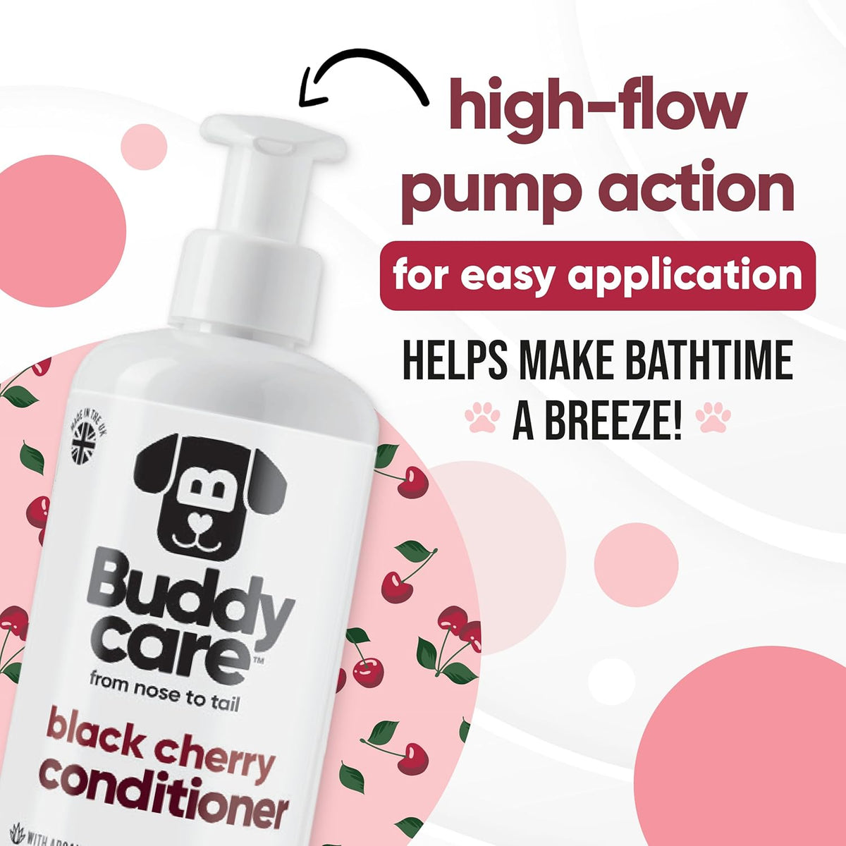 Black Cherry Dog Conditioner (16.90oz) Made with Aloe Vera, Argan Oil & Pro Vitamin B5 | Detangle