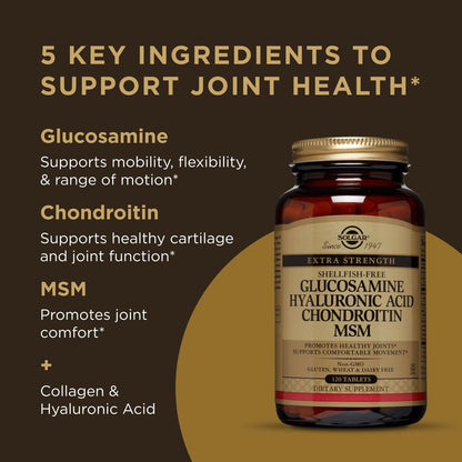 Solgar Glucosamine Hyaluronic Acid Chondroitin MSM, 120 Tablets - Supports Healthy Joints
