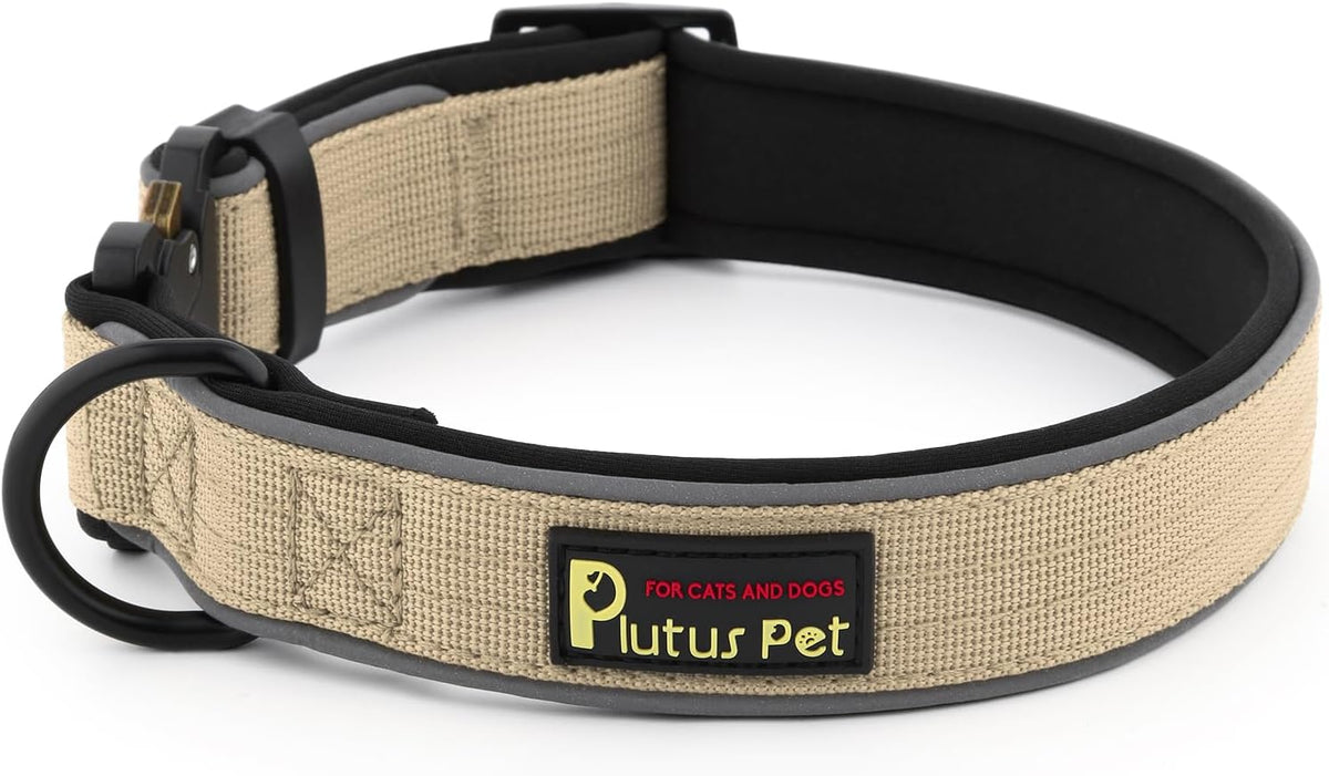 Plutus Pet Tactical Dog Collar, Reflective, Adjustable Heavy Duty Dog Collar, Soft Padded and