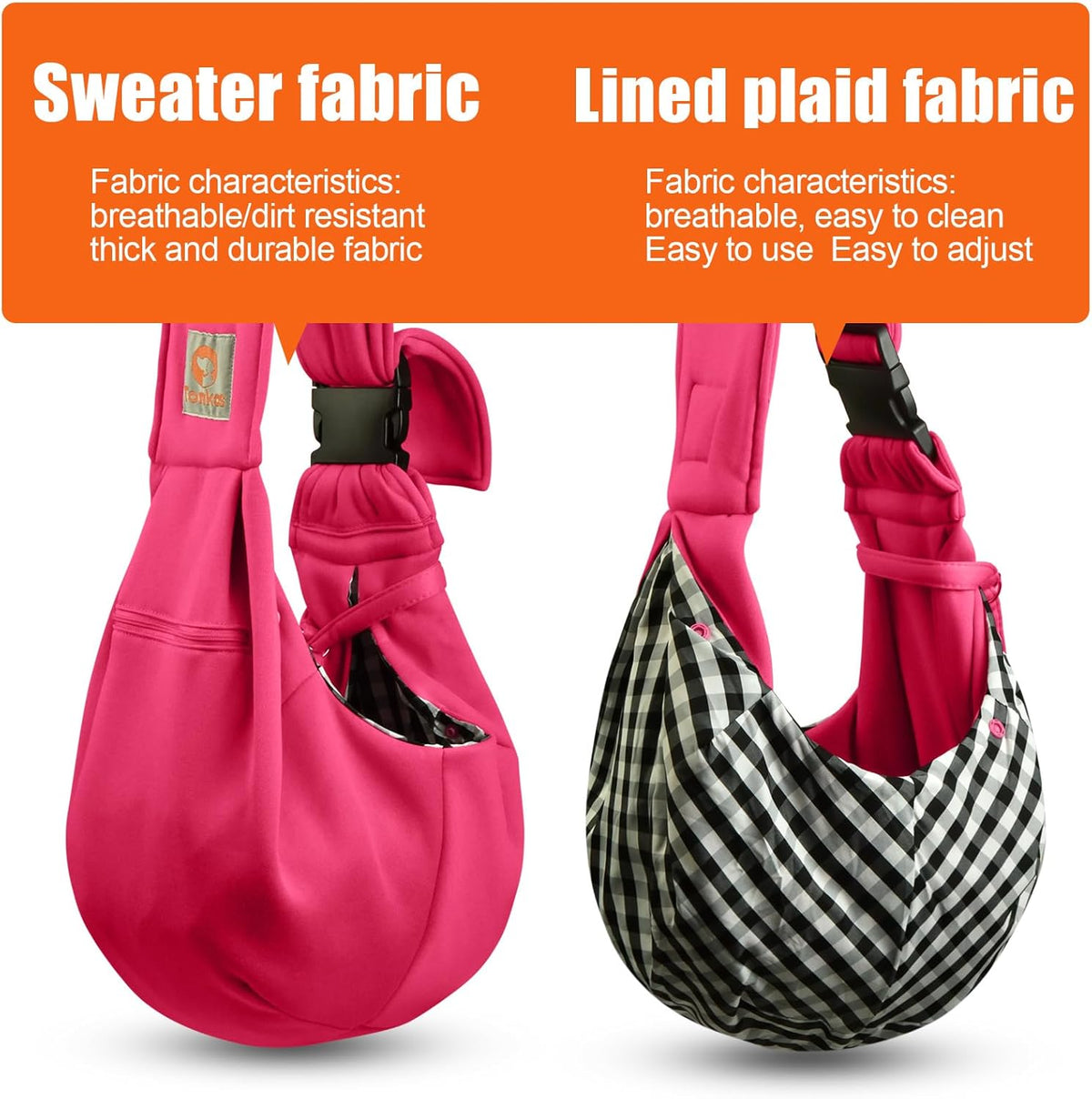 Tomkas Dog Sling Carrier for Small Dogs Puppy Carrier for Small Dogs (Rose red, for Pets Weight 2-7
