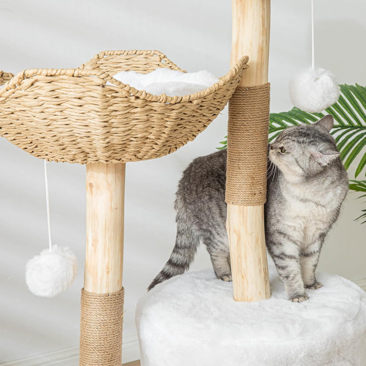 Cat Tree Tower, 46 inch Modern Cat Tree for Indoor Cats Large Adult, Luxury Cat Condo with