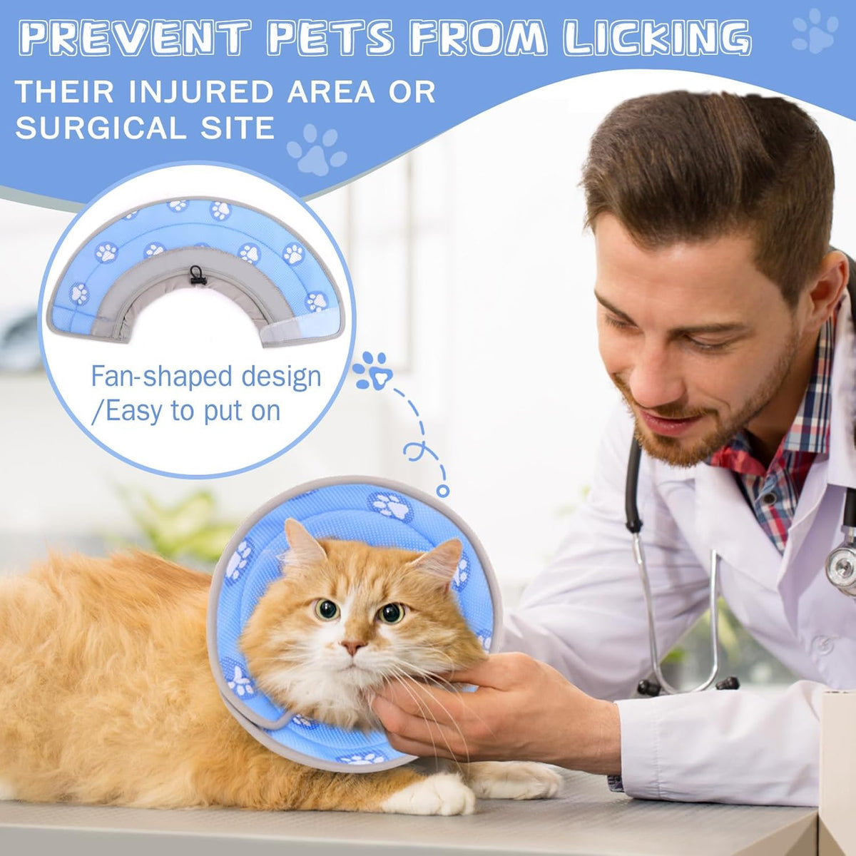 Cat Cone Collar Soft to Stop Licking After Surgery Cat Recovery Collar for Small Large Cats