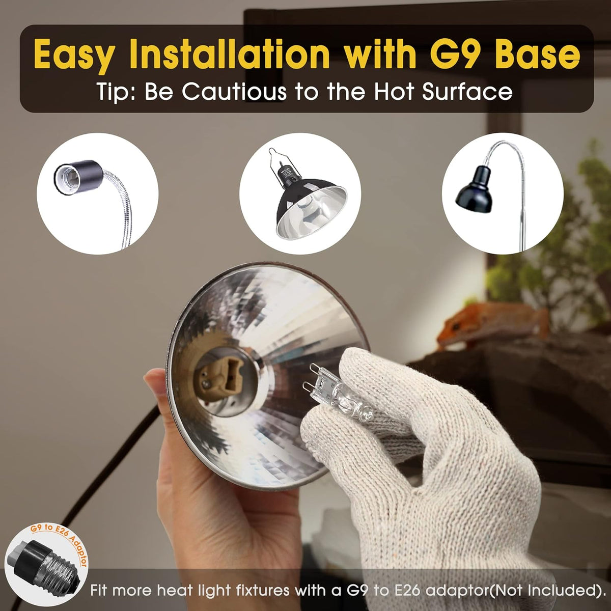 Briignite G9 Heat Lamp Bulbs for Reptile, Mini Reptile Light, Dimmable G9 Mini Heat Bulbs Warm