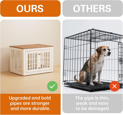 38" Heavy Duty Dog Crate Furniture for Small,Medium and Large Dogs,Rustic Wooden Dog Cage Kennel