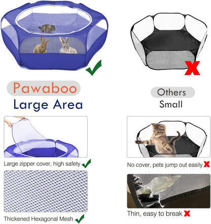 Pawaboo Small Animals Playpen, Waterproof Small Pet Cage Tent with Zippered Cover, Portable Outdoor