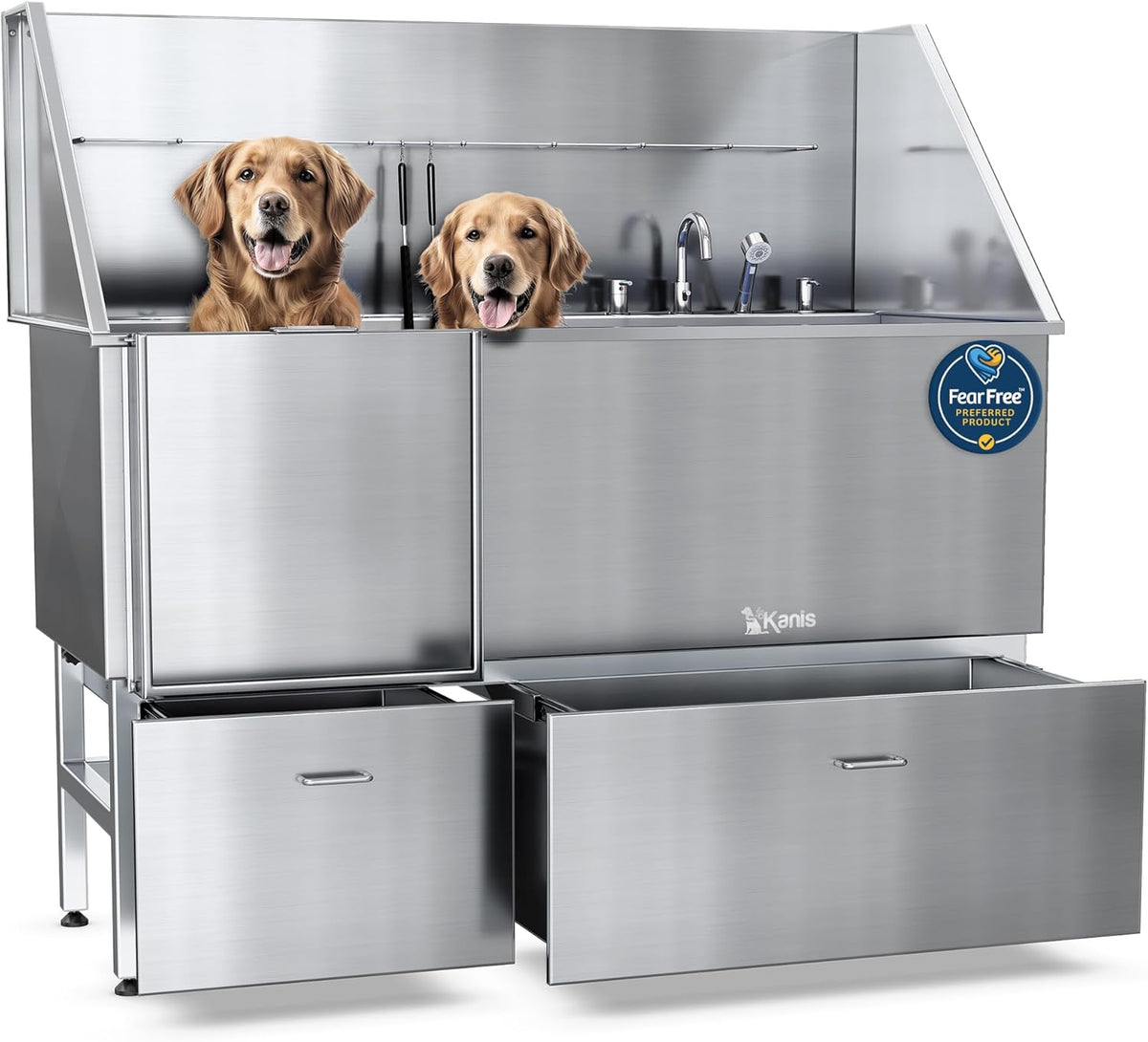 KANIS Professional Dog Washing Station - 304 Stainless Steel Pet Wash Sink & Grooming Bath Tub for