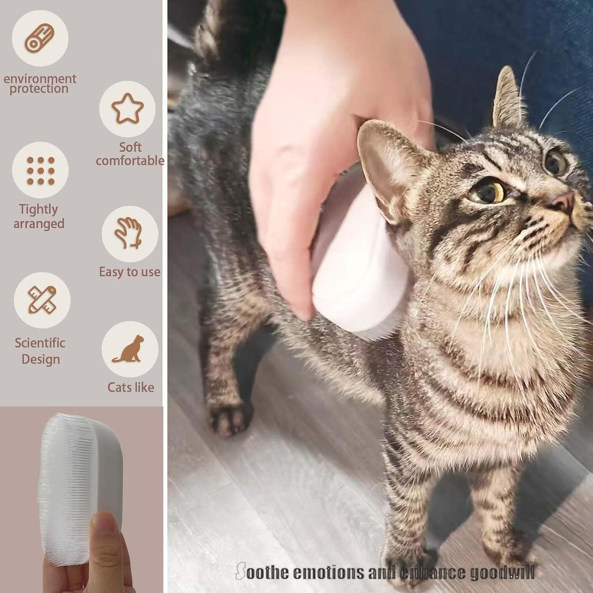 SoarExcelleryy Soft Fur Cat Brush - Over 1000 gentle cat tongue brushes with prickly serrations