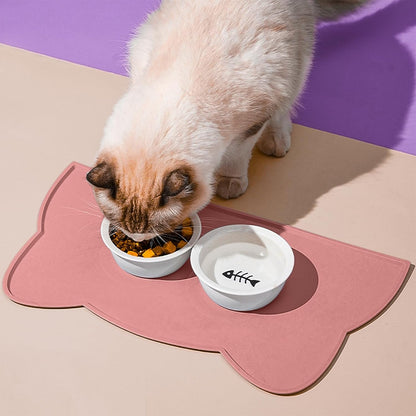 Cat Food Mat, Silicone Pet Feeding Mat for Floor Non-Slip Waterproof Dog Water Bowl Tray Cushion