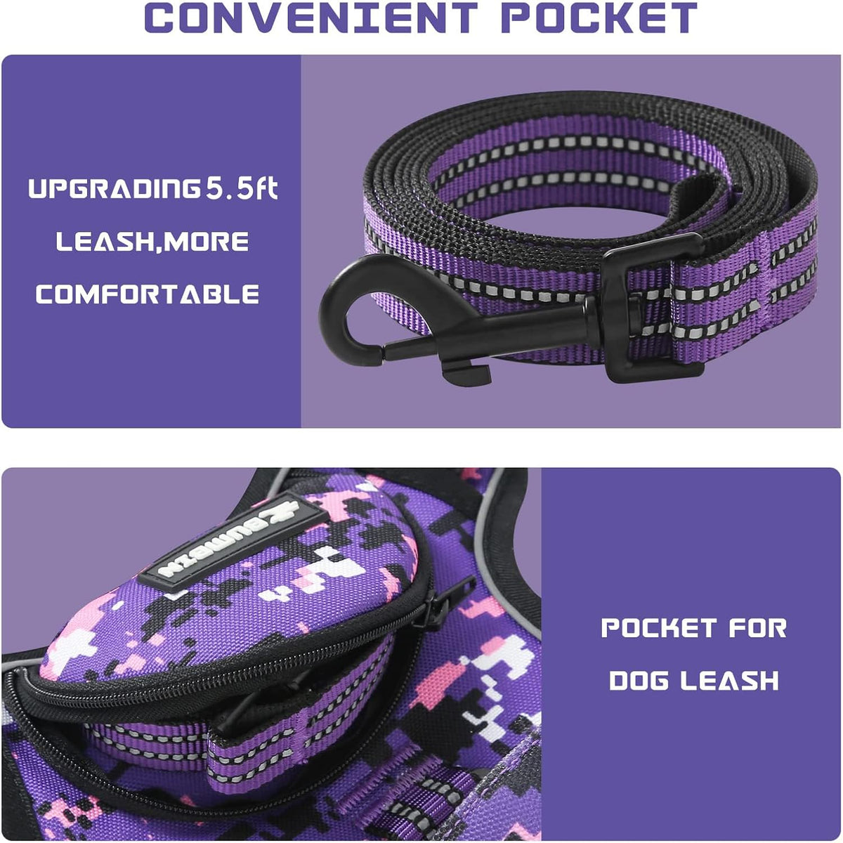 No Pull Dog Harness for Large Dogs, Adjustable No Choke Pet Vest with Dog Leash Fit Smart