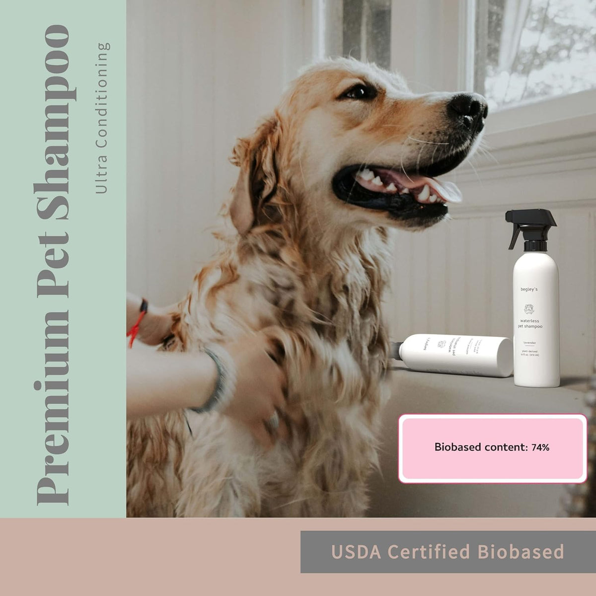 Begley’s No Rinse Waterless Pet Shampoo, Bathless Cleaning, Deodorizing, and Odor Removal for a