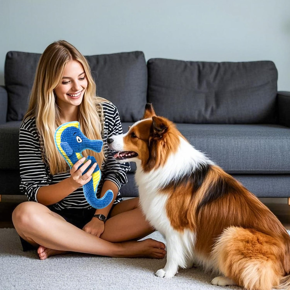 Dog Toy Squeaky Aggressive Durable Dog Toys for Dogs Chew No-Stuffed Dog Toy Interactive Hours of
