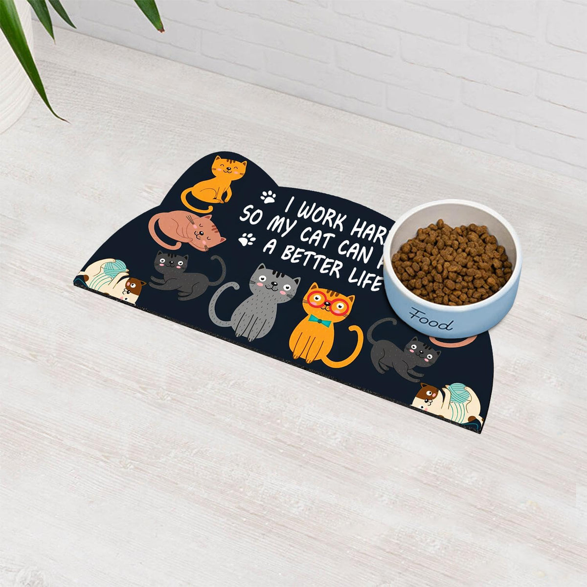 Cat Food Mat for Indoor Cats - No Stains Easy Clean Pet Supplies - Cat Bowls for Indoor Cats (Dark