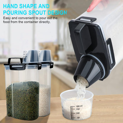 Rice Airtight Dry Food Storage Containers, BPA Free Plastic Storage Bin Dispenser with Pourable