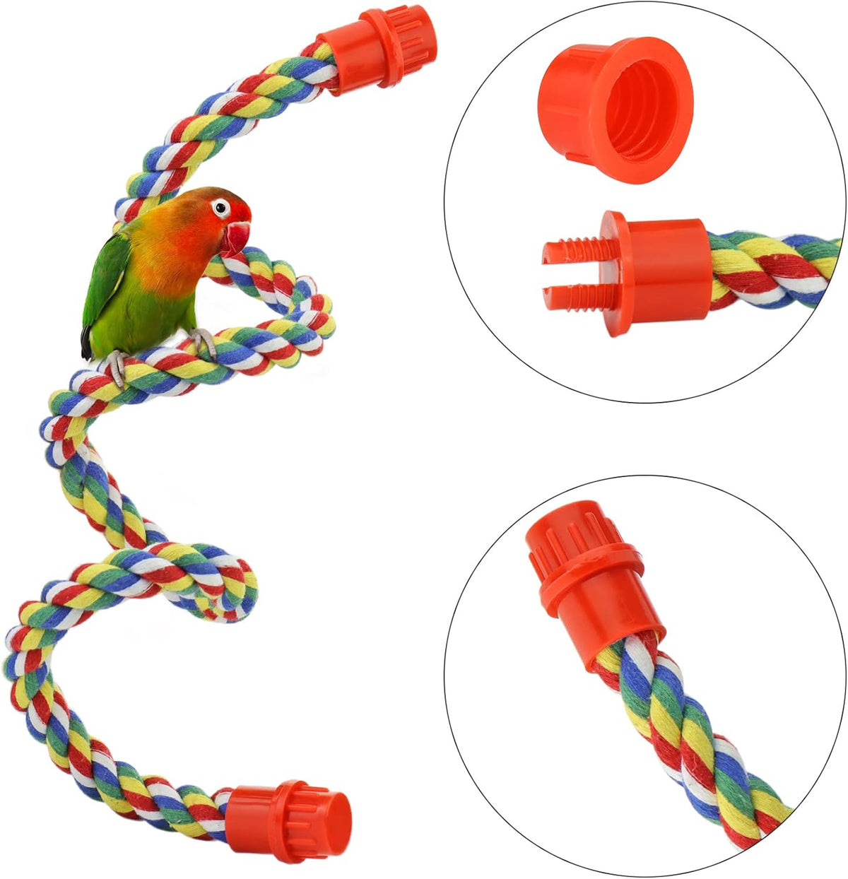 Bird Rope Perches for Parrots, Cockatiels, Parakeets, Budgie Cages Comfy Birds Colorful Rope Toy