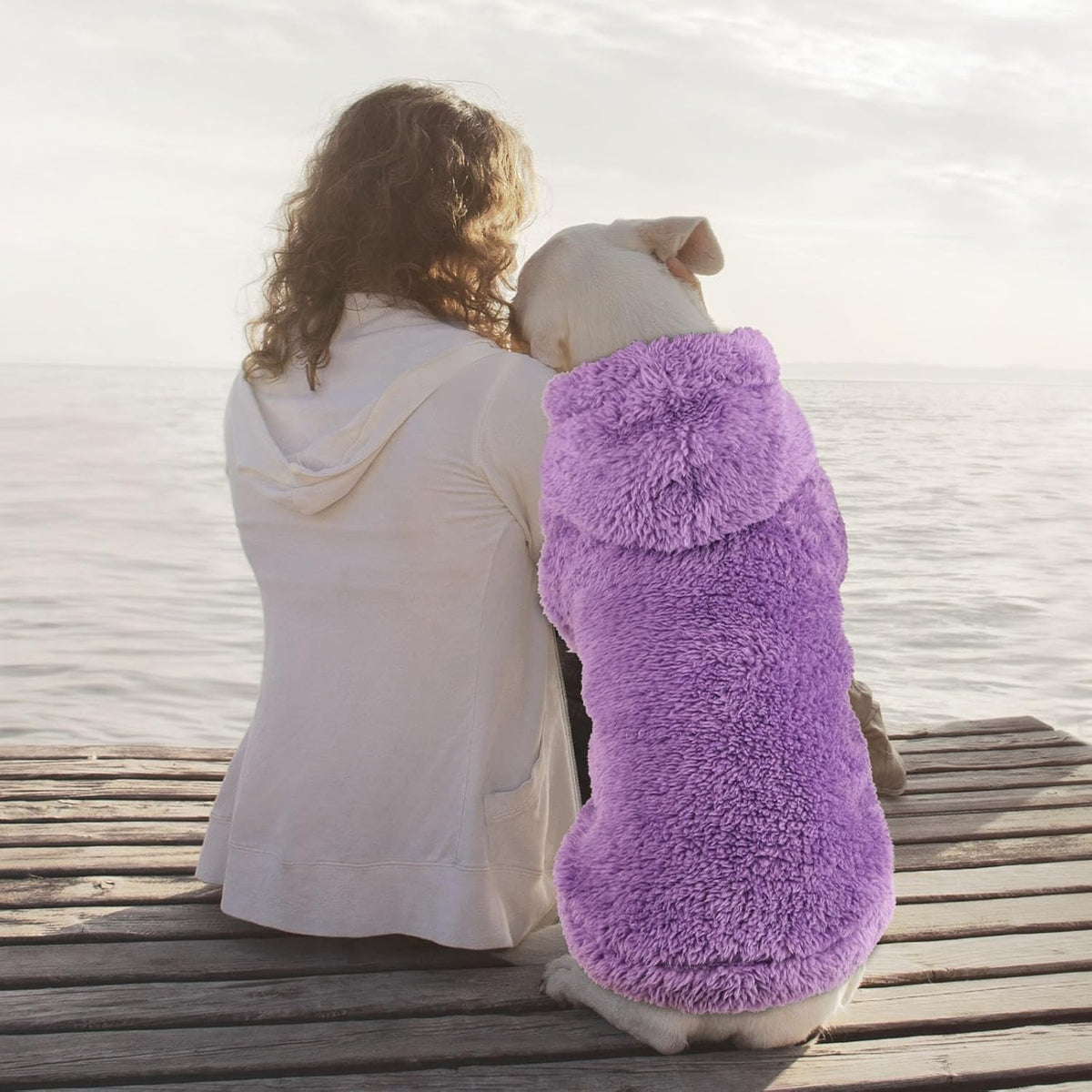 Fuzzy Dog Sweaters for Large Dogs Dog Hoodie Soft Double-Sided Plush Fleece Pet Sweater Pet Clothes
