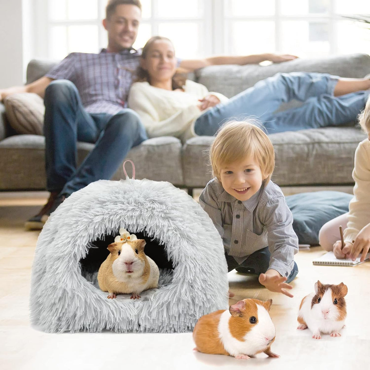 YUEPET Guinea Pig Bed Plush Calming Hideout, Warm Rabbit Hide for Hamsters Hedgehogs Ferrets Dwarf